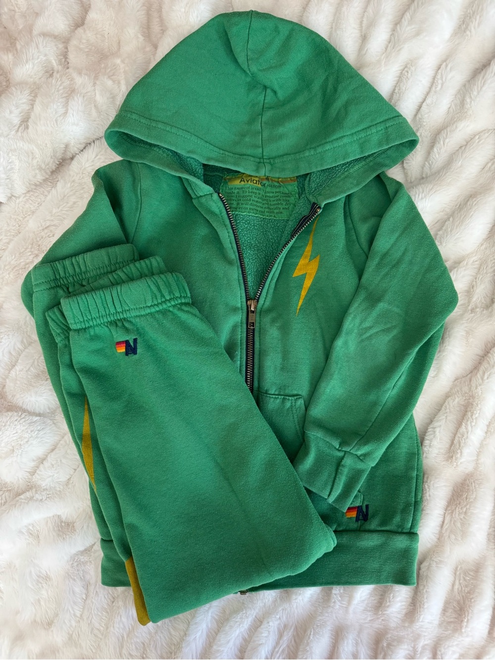 Aviator Nation Kids Kelly Green Bolt Sweatsuit